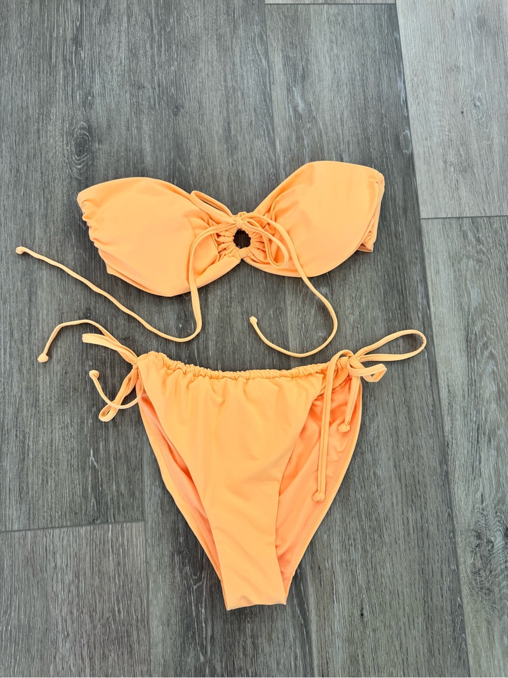Primark Peach-Orange Tie-Front Bandeau Bikini Set